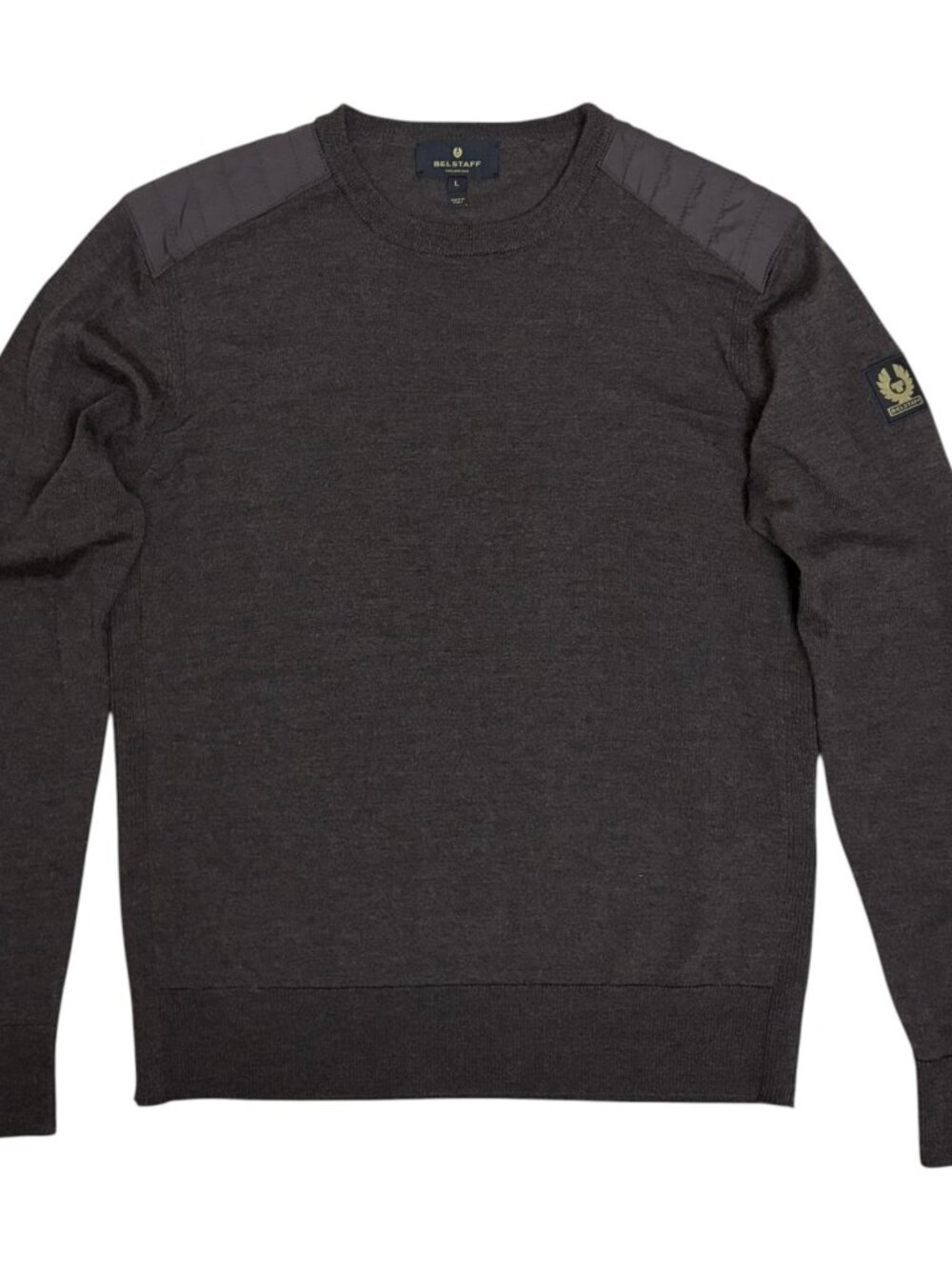 $300 BELSTAFF Wool Sweater Crewneck Luxury Designer Light Sweater Mens Large